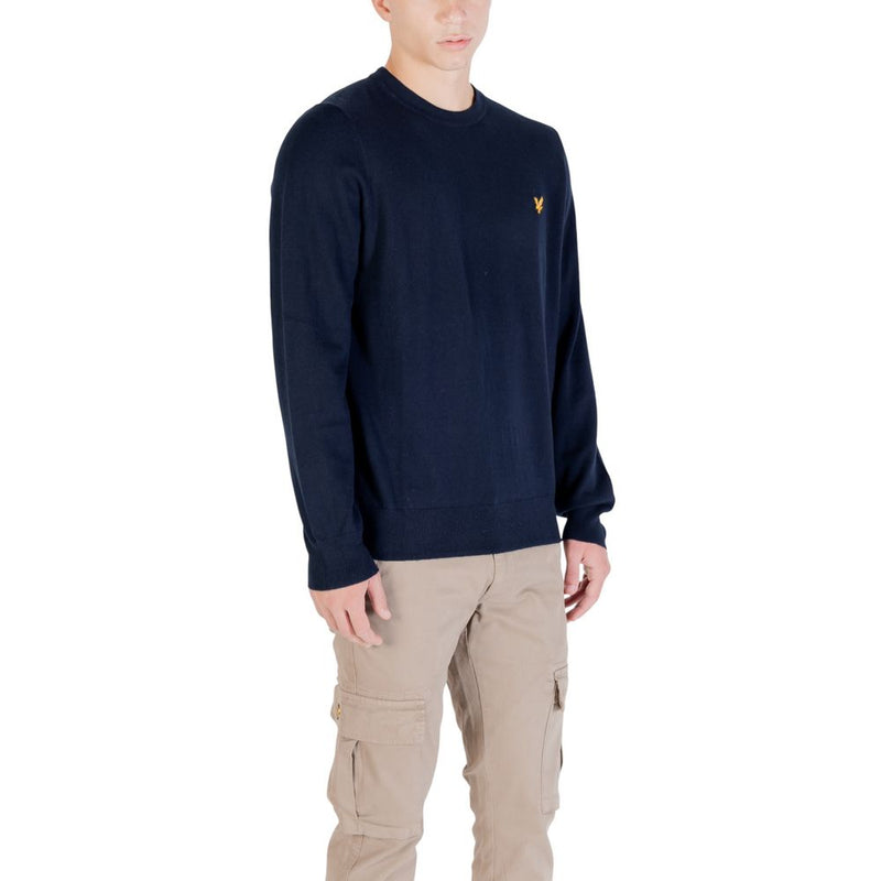 Lyle & Scott Blue Cotton Merino Crew Neck Jumper for Men