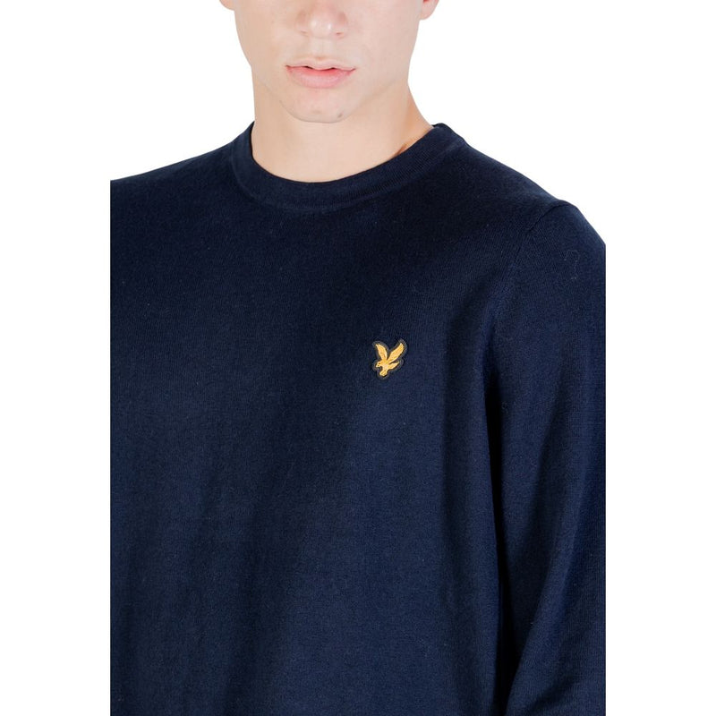 Lyle & Scott Blue Cotton Merino Crew Neck Jumper for Men