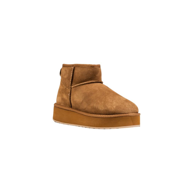 EMU Australia Stinger Micro Flatform Beige Leather Ankle Boots