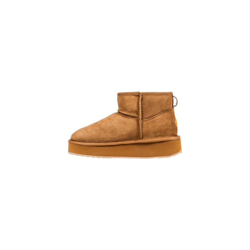 EMU Australia Stinger Micro Flatform Beige Leather Ankle Boots