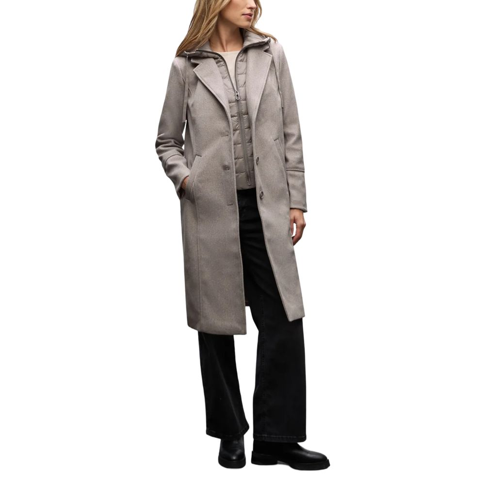 Street One Beige Long Revers Coat with Removable Insert