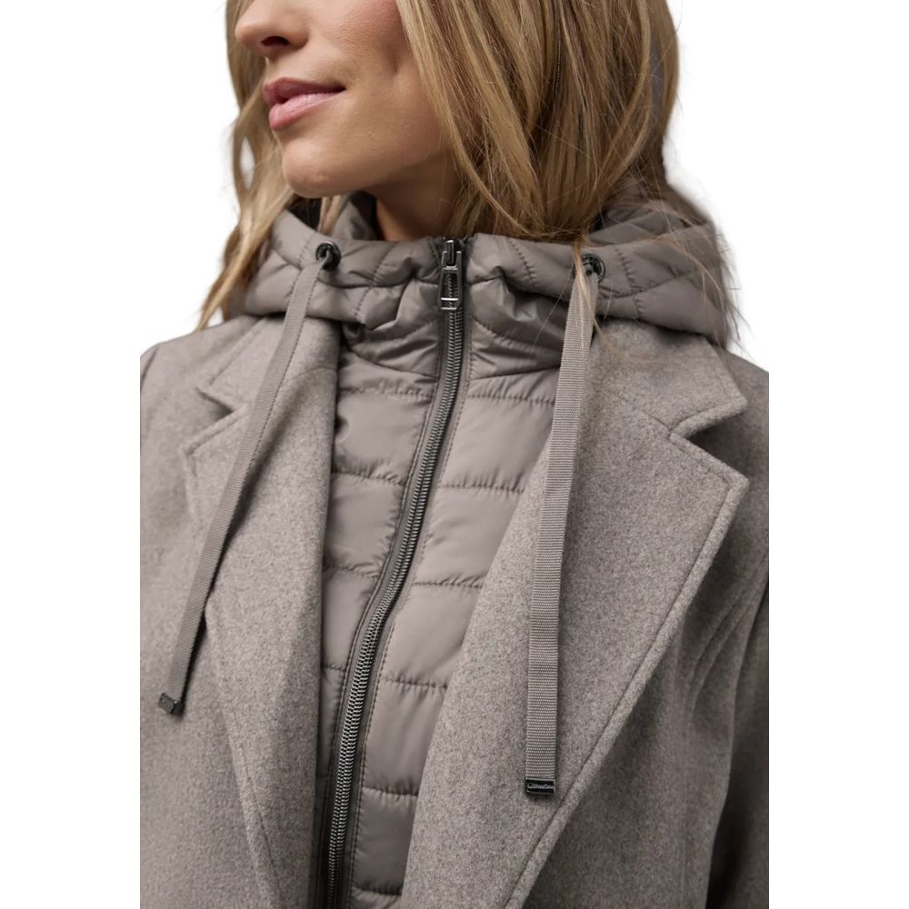 Street One Beige Long Revers Coat with Removable Insert
