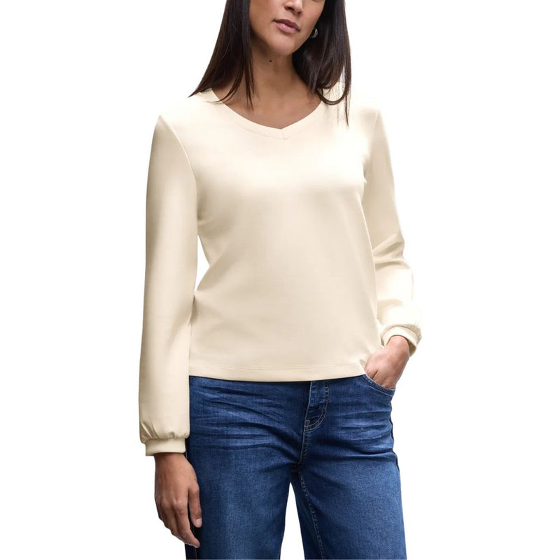 Street One EOS Silk Look Beige Modal Sweatshirt for Women