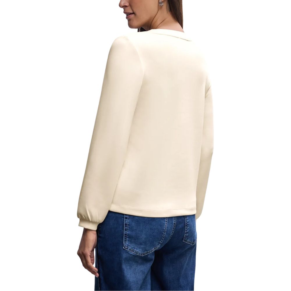 Street One EOS Silk Look Beige Modal Sweatshirt for Women