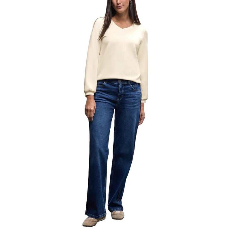 Street One EOS Silk Look Beige Modal Sweatshirt for Women