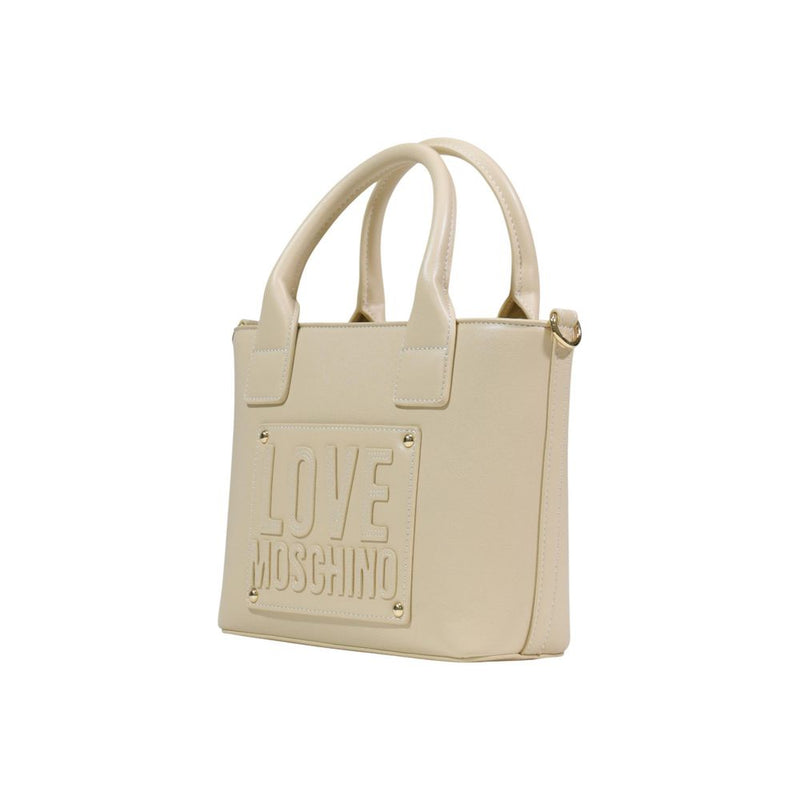 Love Moschino Cream Polyethylene Handbag - Chic & Functional