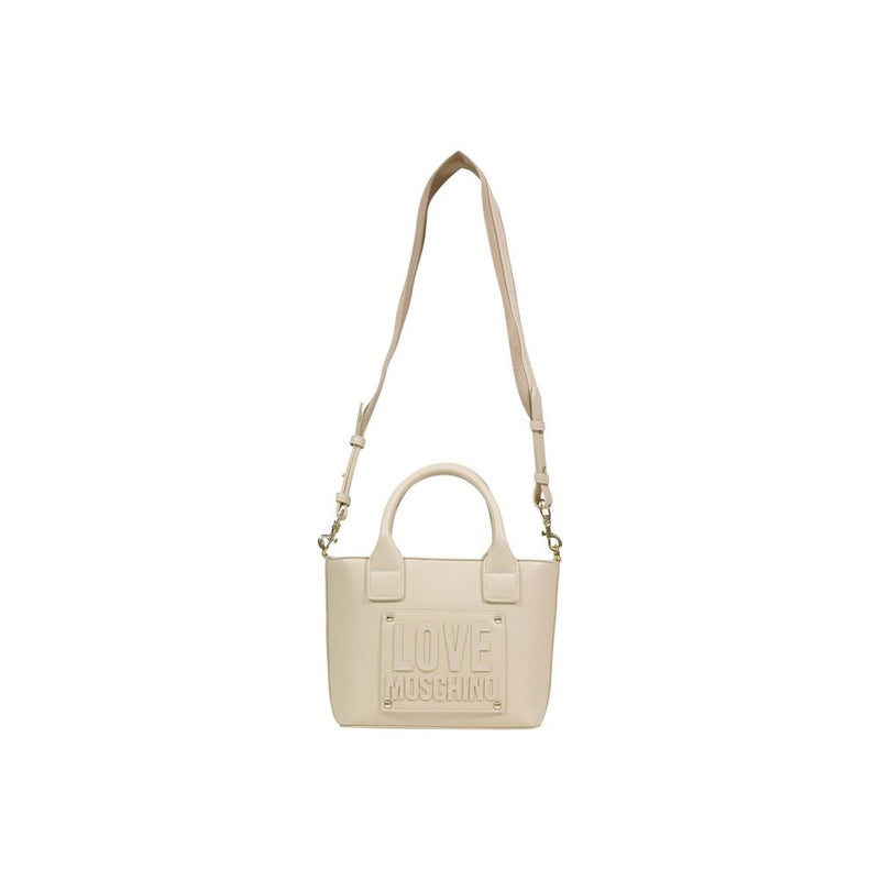Love Moschino Cream Polyethylene Handbag - Chic & Functional