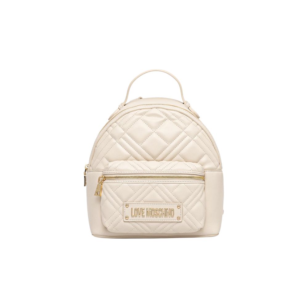 Love Moschino Quilted Beige Polyethylene Backpack