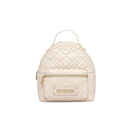 Love Moschino Quilted Beige Polyethylene Backpack - Chic & Functional