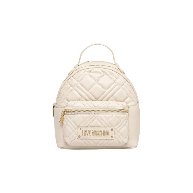 Love Moschino Quilted Beige Polyethylene Backpack
