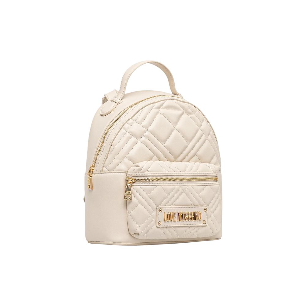 Love Moschino Quilted Beige Polyethylene Backpack