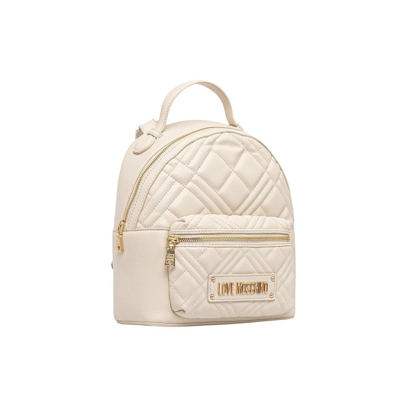 Love Moschino Quilted Beige Polyethylene Backpack