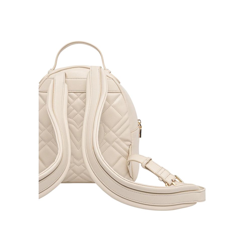 Love Moschino Quilted Beige Polyethylene Backpack