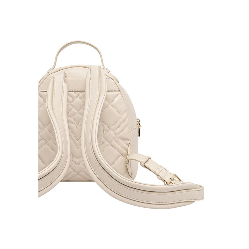 Love Moschino Quilted Beige Polyethylene Backpack