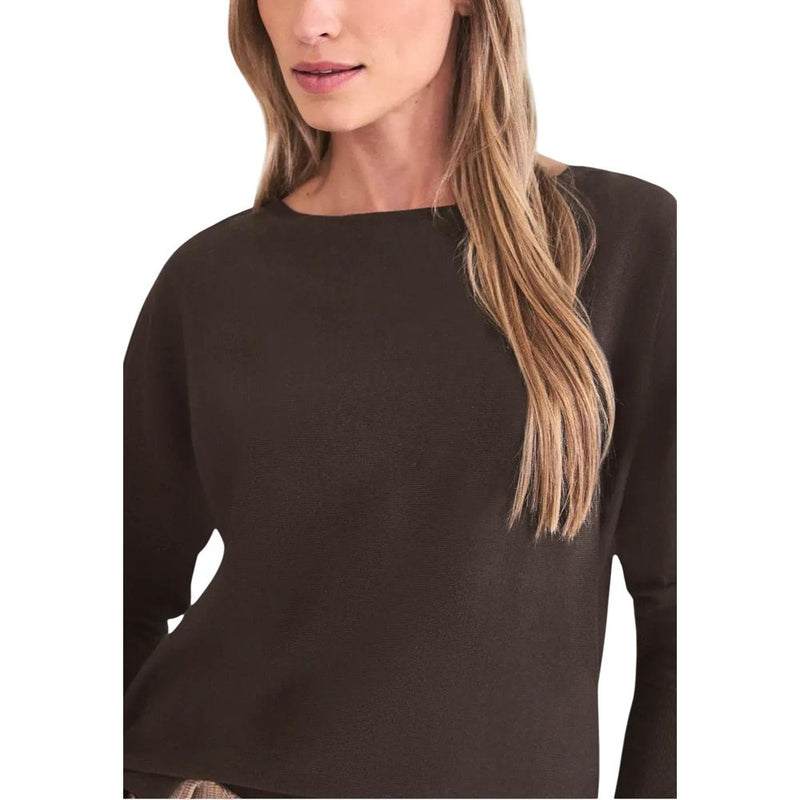 Street One Dolman Boat Neck Brown Viscose Sweatshirt