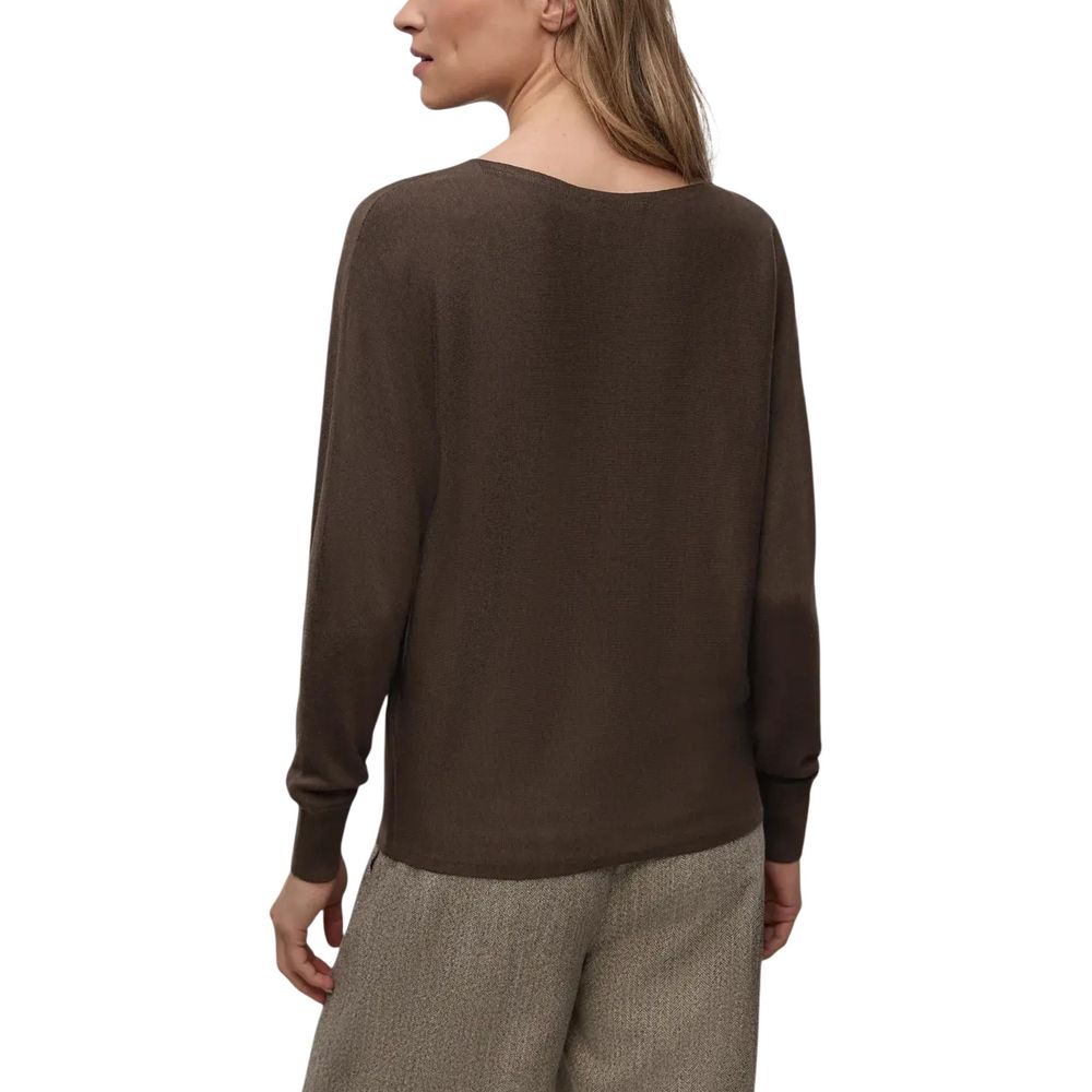 Street One Dolman Boat Neck Brown Viscose Sweatshirt