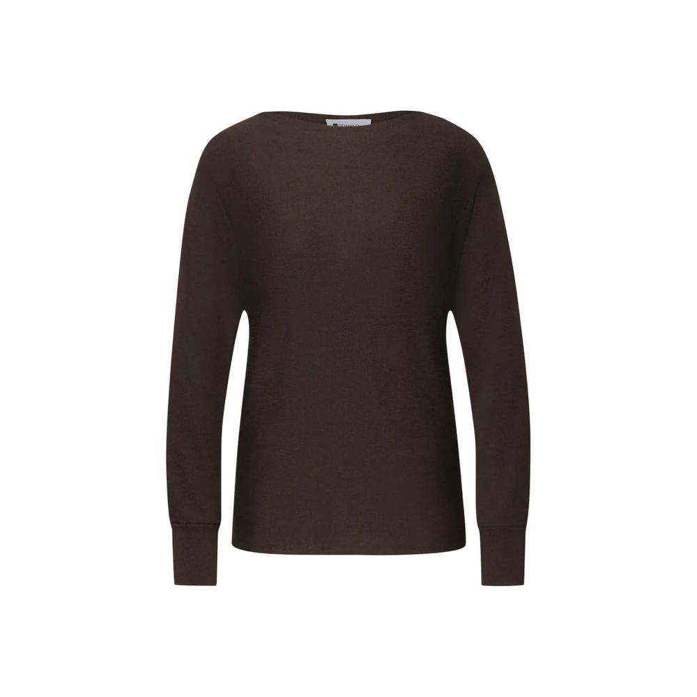 Street One Dolman Boat Neck Brown Viscose Sweatshirt