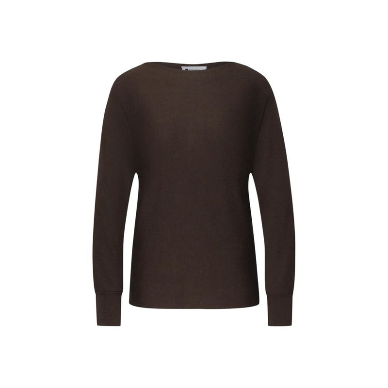 Street One Dolman Boat Neck Brown Viscose Sweatshirt