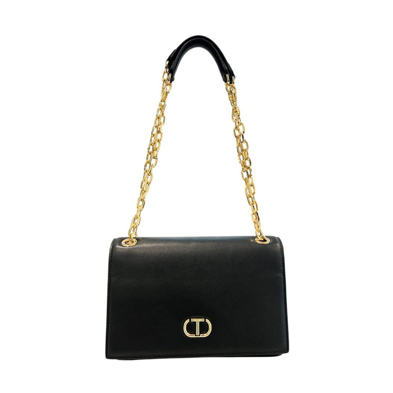 Twinset Black PU Chain Crossbody Bag for Women - Chic & Versatile