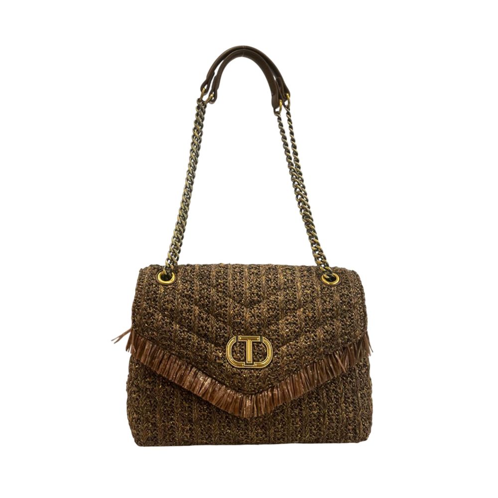 Sac à bandoulière en polypropylène marron Twinset