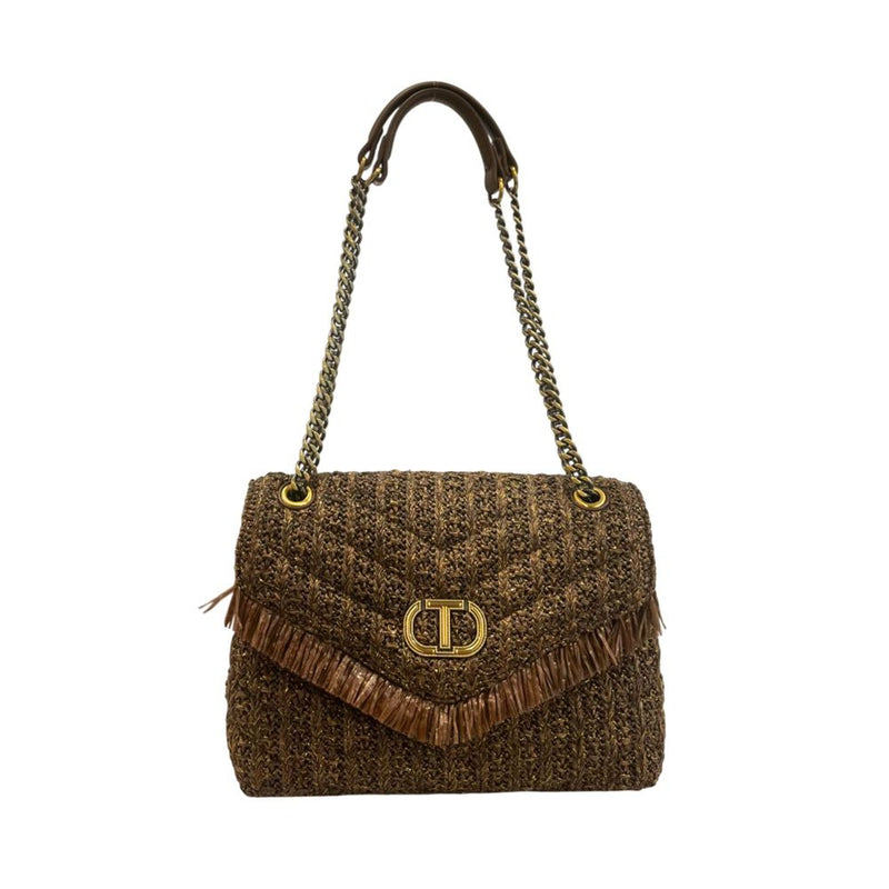 Sac à bandoulière en polypropylène marron Twinset