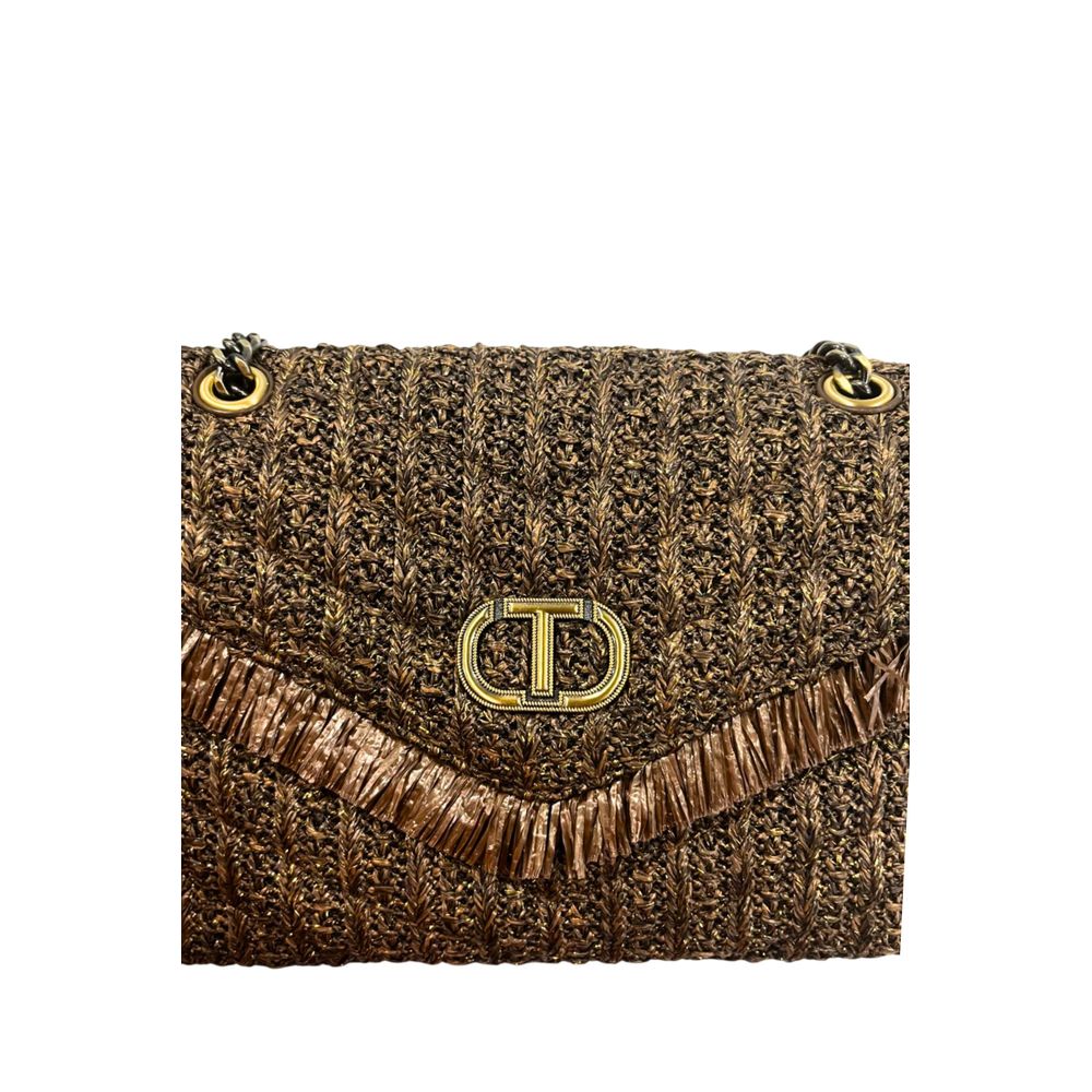Sac à bandoulière en polypropylène marron Twinset