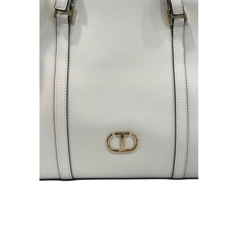 Twinset White PU Women Shoulder Bag - Modern Elegance