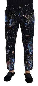 Jeans en jean noir à imprimé coloré en coton de Dolce &amp; Gabbana