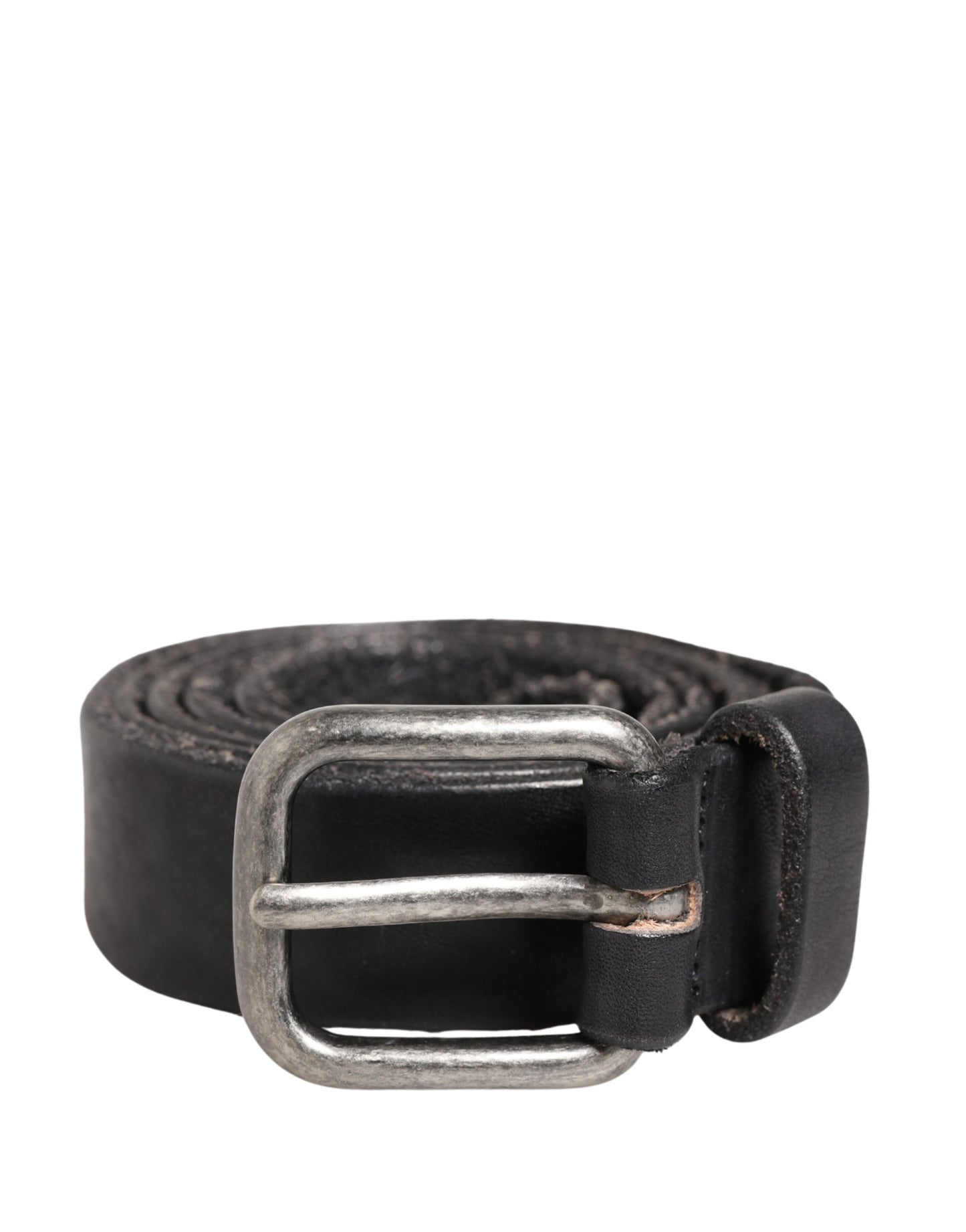 Daniele Alessandrini Ceinture Homme en Cuir Noir à Boucle Métallique
