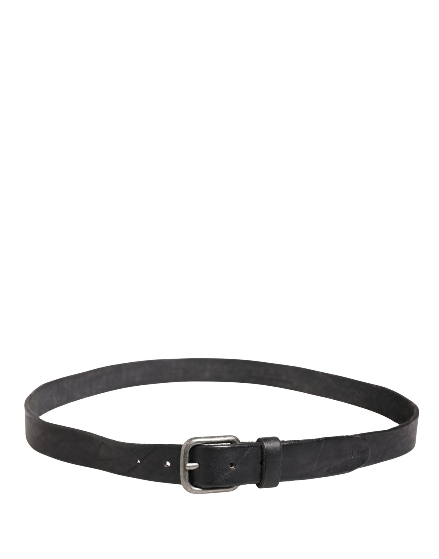 Daniele Alessandrini Ceinture Homme en Cuir Noir à Boucle Métallique