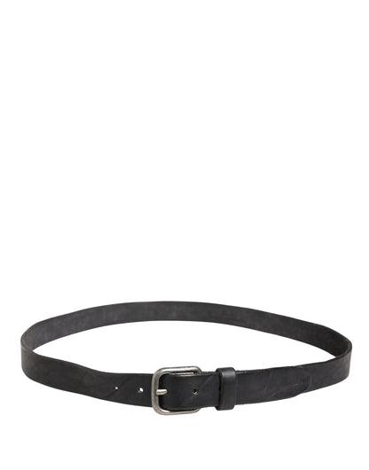 Daniele Alessandrini Ceinture Homme en Cuir Noir à Boucle Métallique