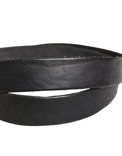 Daniele Alessandrini Ceinture Homme en Cuir Noir à Boucle Métallique