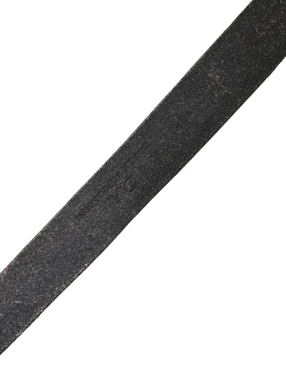 Daniele Alessandrini Ceinture Homme en Cuir Noir à Boucle Métallique
