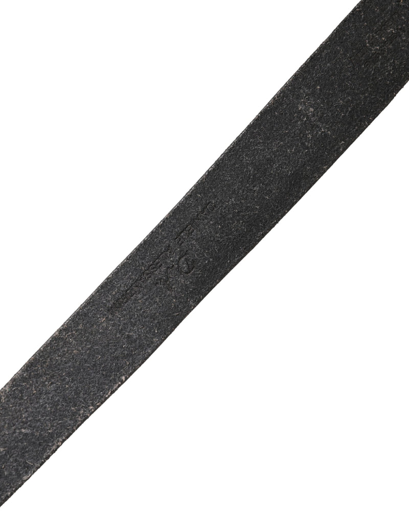 Daniele Alessandrini Men Black Leather Belt with Metal Buckle