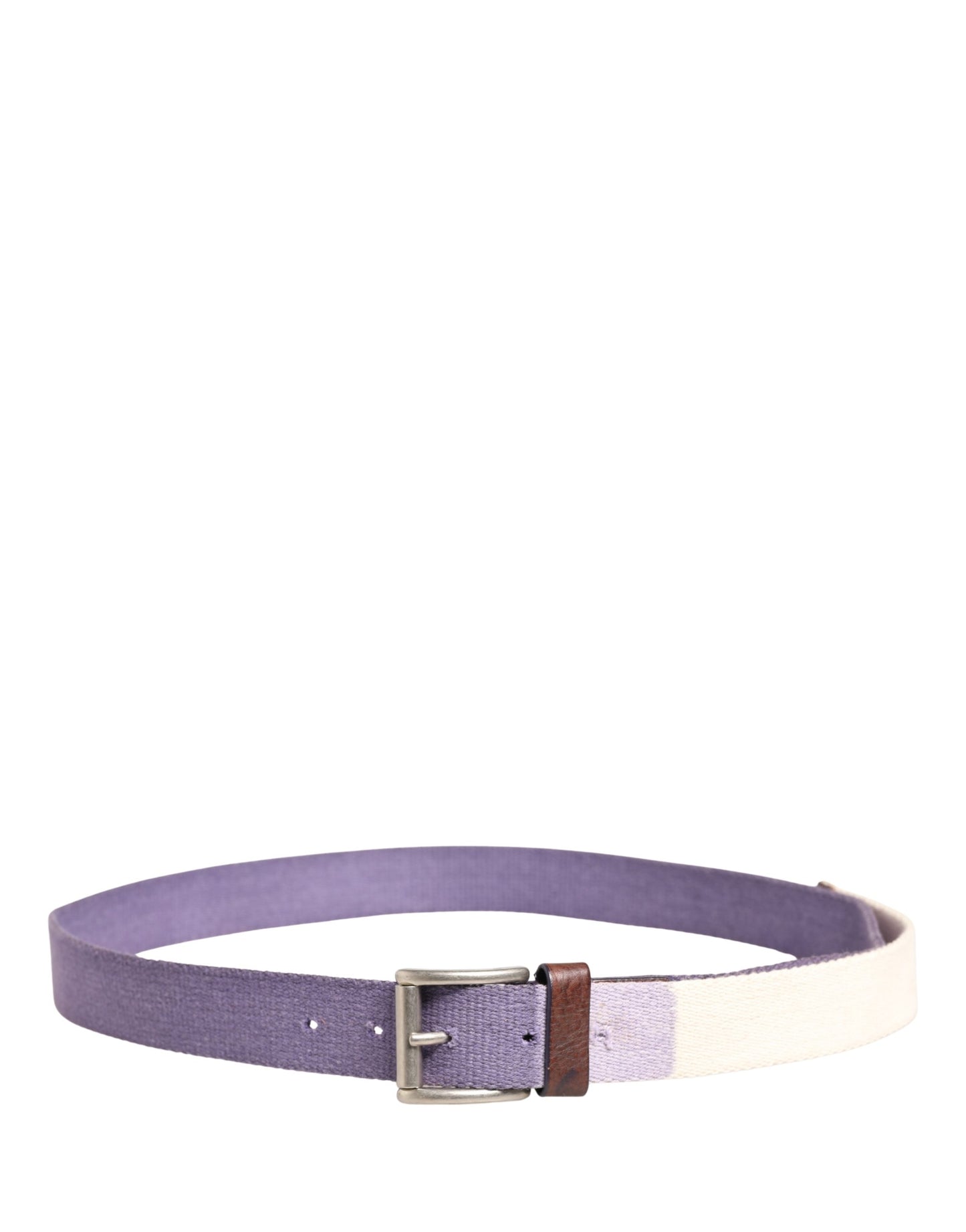 Ermanno Scervino Heren Paars Canvas Zilverkleurige Metalen Gesp Riem