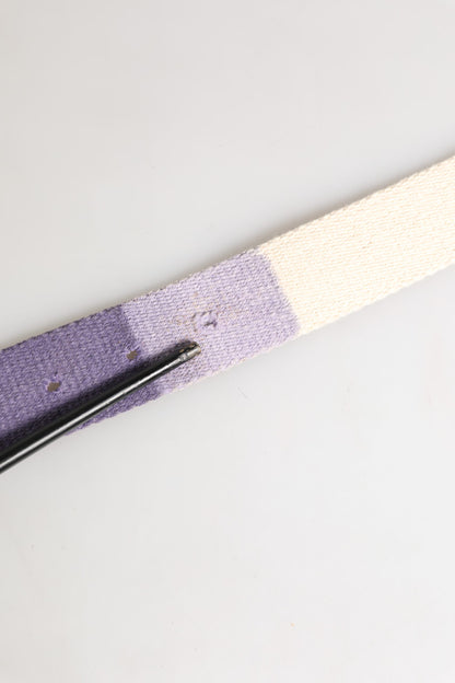 Ermanno Scervino Heren Paars Canvas Zilverkleurige Metalen Gesp Riem
