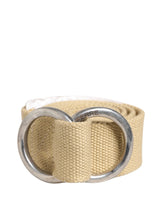 GF Ferre Men Beige Canvas Belt with Silver Metal Buckle