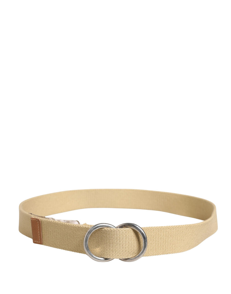 GF Ferre Men Beige Canvas Silver Metal Buckle Belt