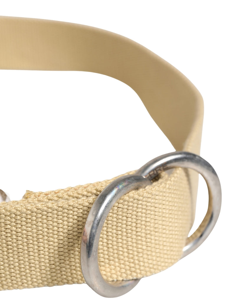 GF Ferre Men Beige Canvas Silver Metal Buckle Belt