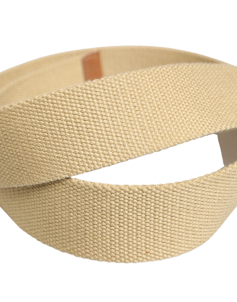 GF Ferre Men Beige Canvas Silver Metal Buckle Belt