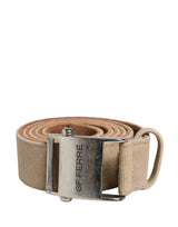 GF Ferre Men Beige Canvas Belt with Silver Metal Buckle