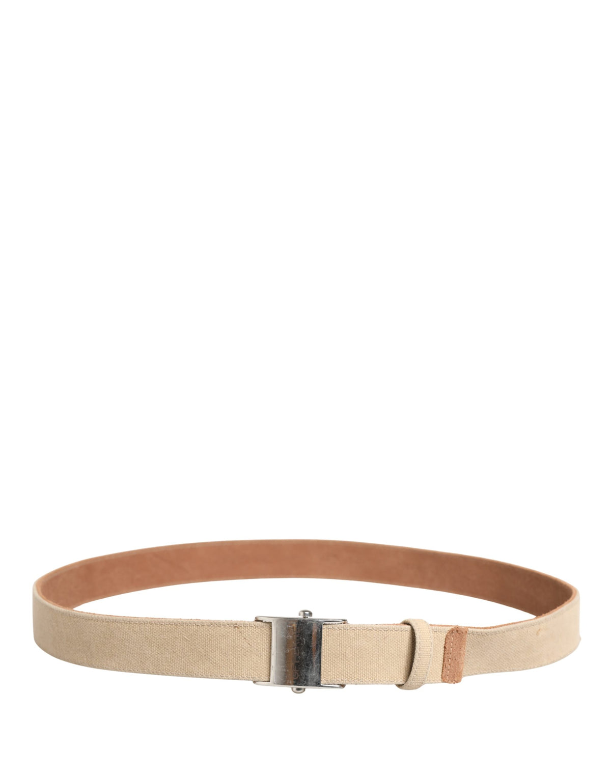 GF Ferre Men Beige Canvas Belt with Silver Metal Buckle