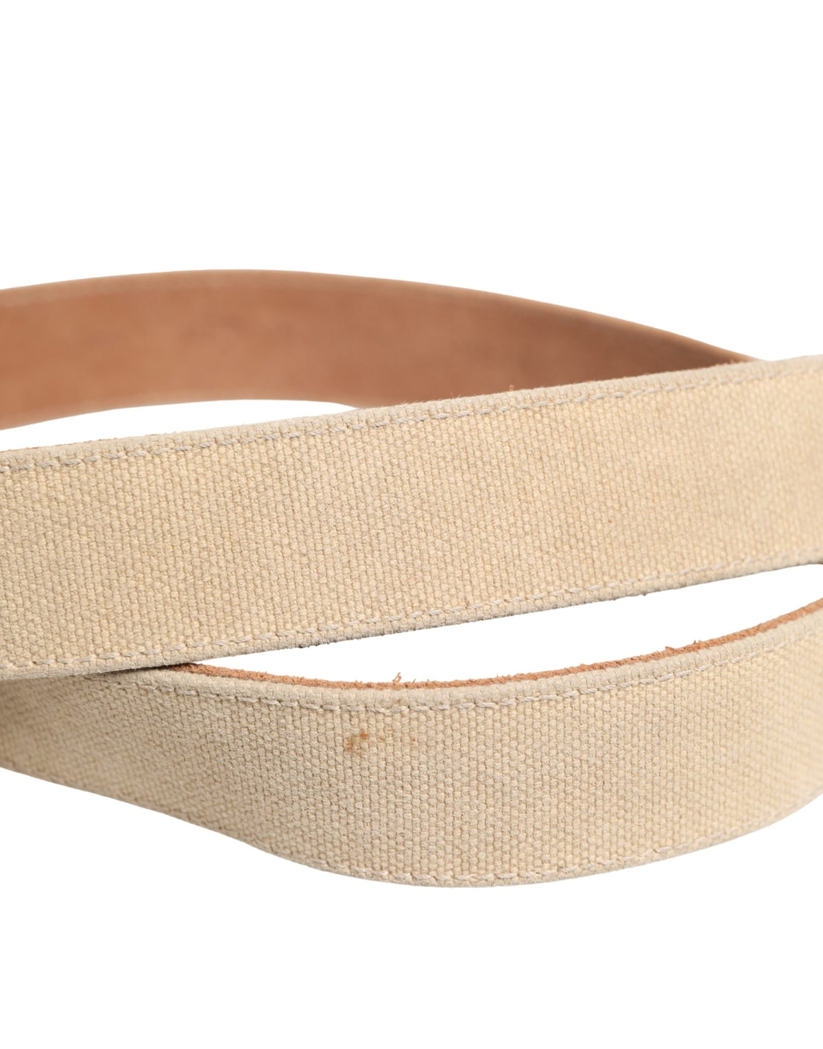 GF Ferre Men Beige Canvas Belt with Silver Metal Buckle