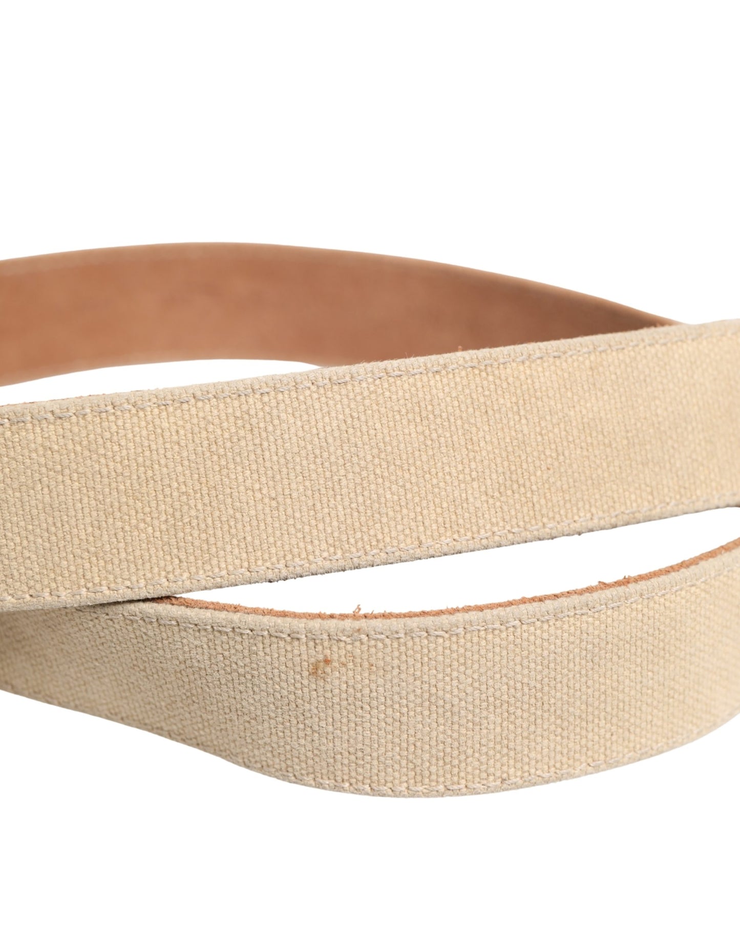 GF Ferre Heren Beige Canvas Zilveren Metalen Gesp Cintura Riem