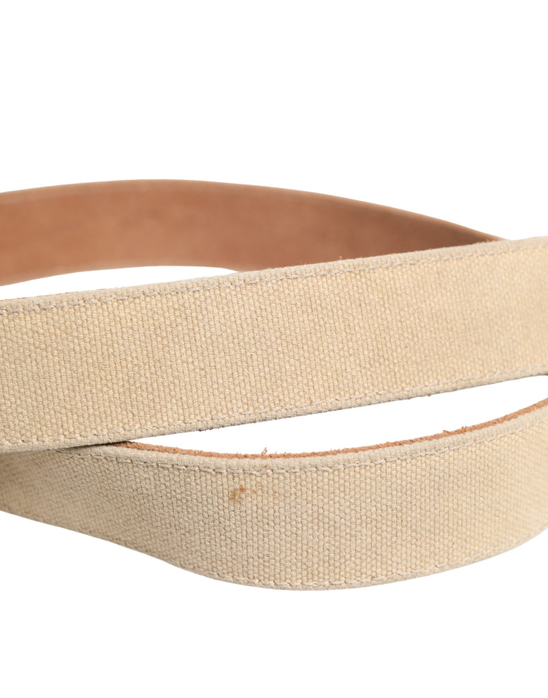 GF Ferre Men Beige Canvas Silver Metal Buckle Belt