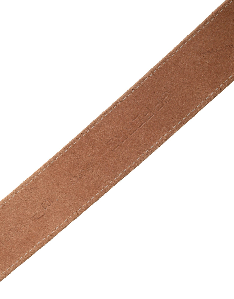 GF Ferre Men Beige Canvas Silver Metal Buckle Belt