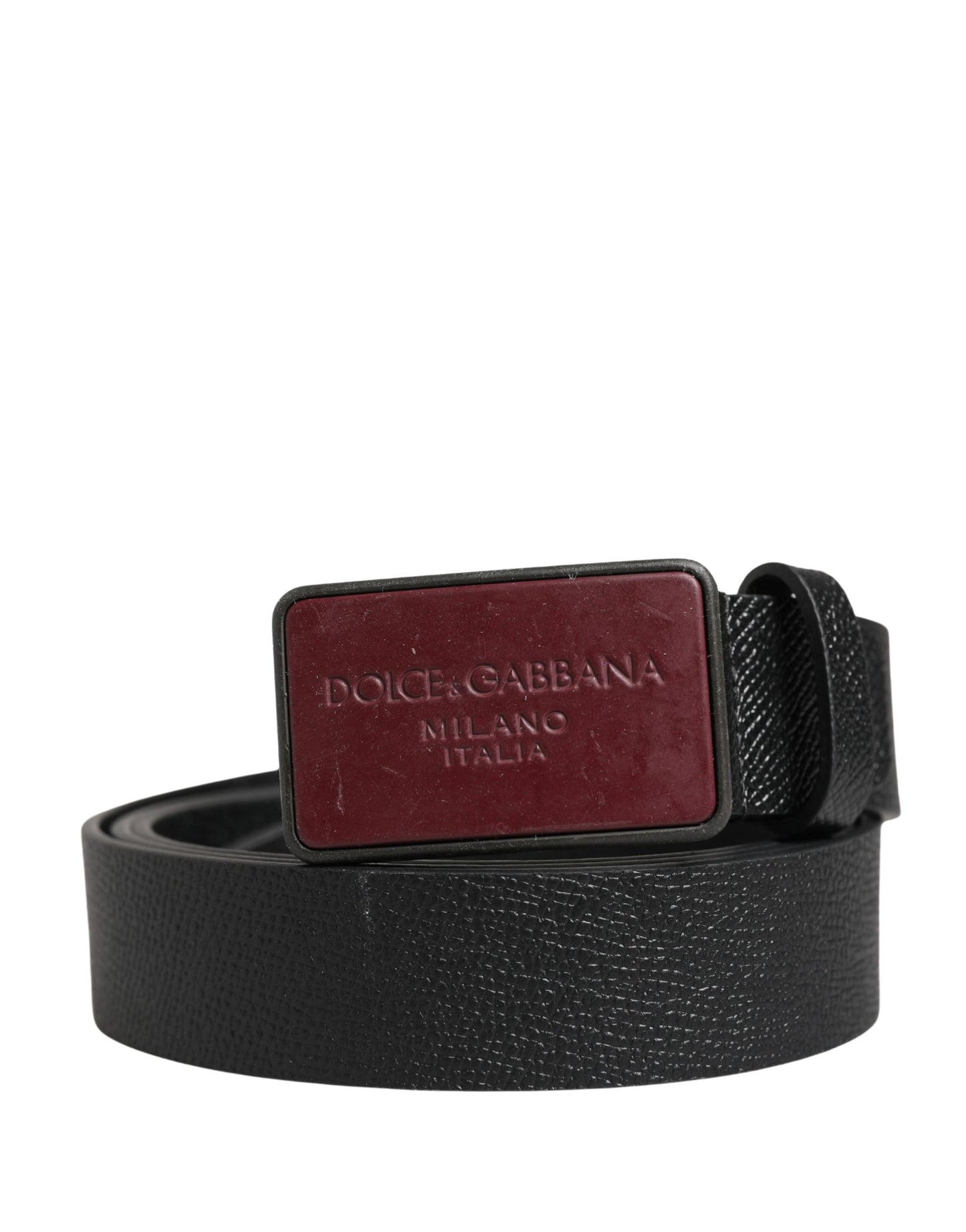 Ceinture Dolce &amp; Gabbana pour homme en cuir de veau noir avec logo et boucle métallique