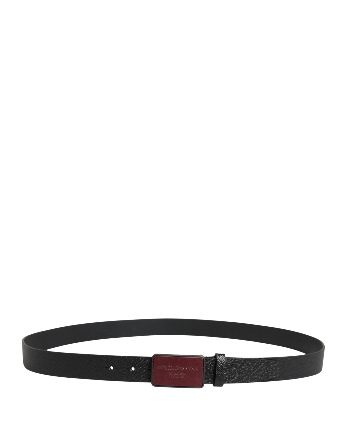 Ceinture Dolce &amp; Gabbana pour homme en cuir de veau noir avec logo et boucle métallique