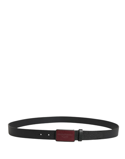 Ceinture Dolce &amp; Gabbana pour homme en cuir de veau noir avec logo et boucle métallique