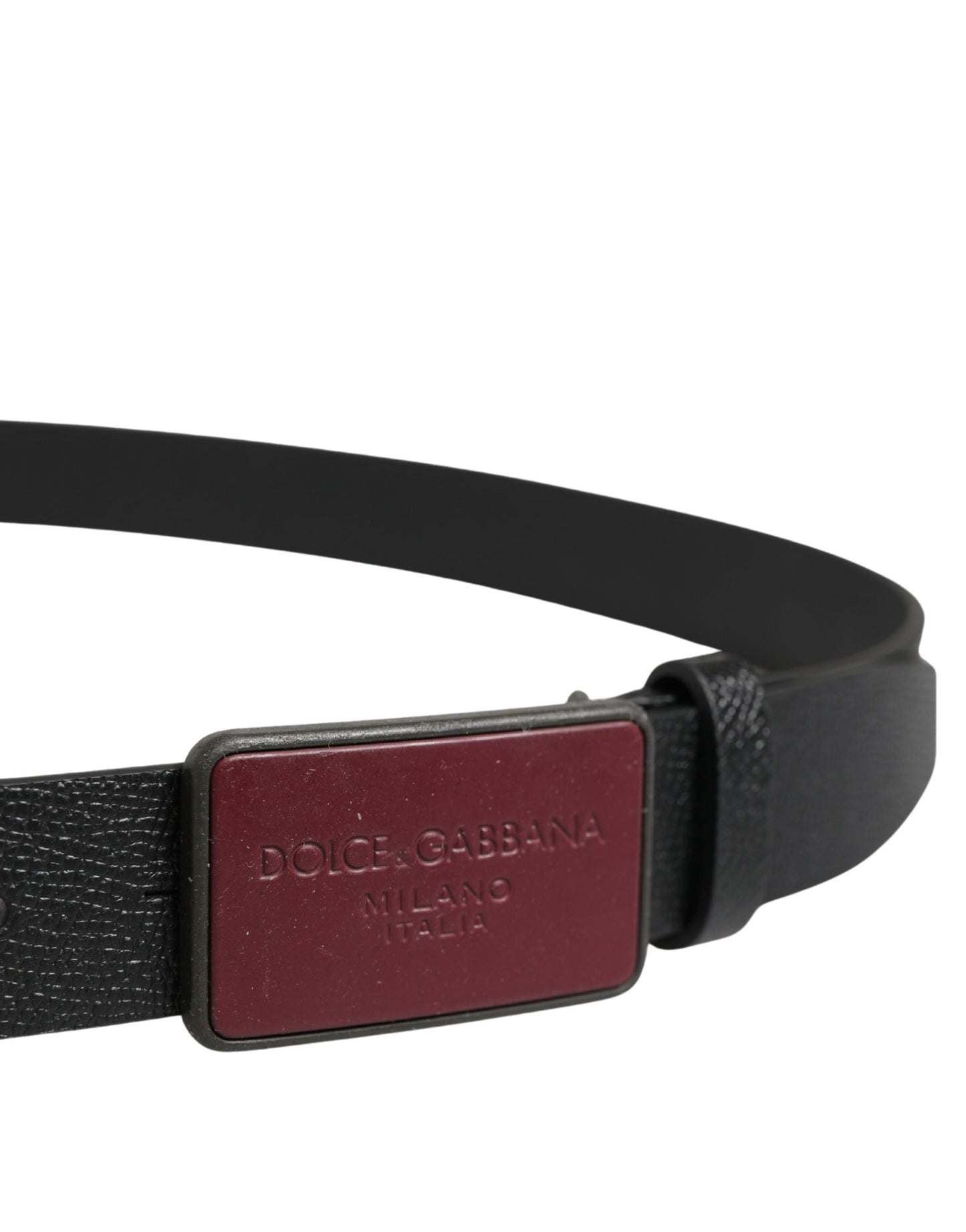 Ceinture Dolce &amp; Gabbana pour homme en cuir de veau noir avec logo et boucle métallique